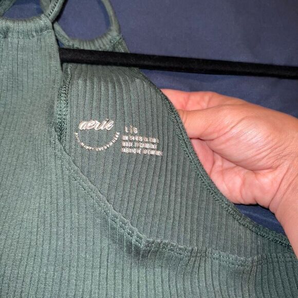 Aerie Rebel Tie Cropped Tank Top in sage green size L - Picture 2 of 5